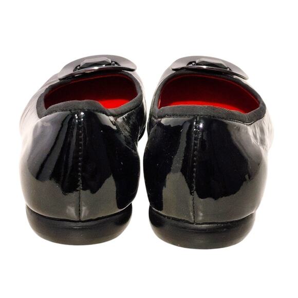 Amalfi by Rangoni Buckle Ballet Flats Round Toe Patent Leather Black Womens 7.5B - Picture 3 of 4